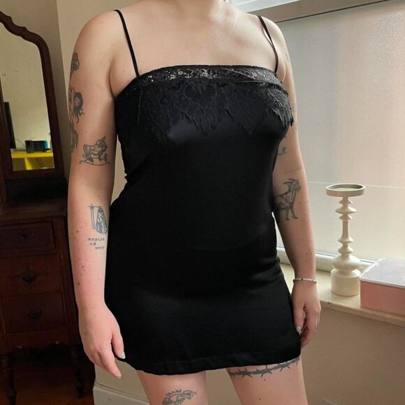Reformation Dresses & Skirts - NEW Reformation Black Slip Mini Dress Lace